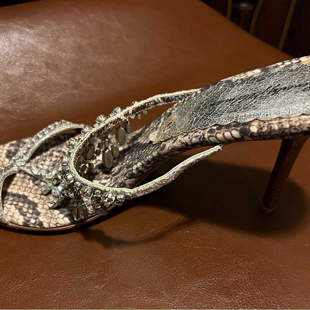 Beverly Feldman Silver Python / Rhinestone Sandal - image 7